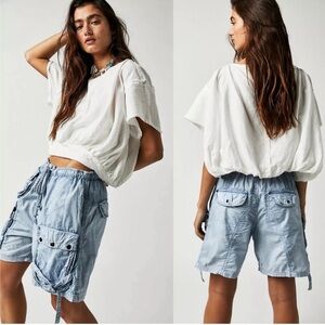 Free People Light Blue Cargo Shorts